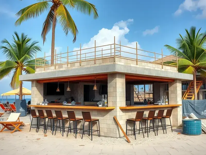 Beachfront restaurant bar construction