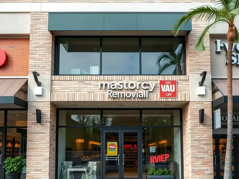 Retail storefront with masonry facade