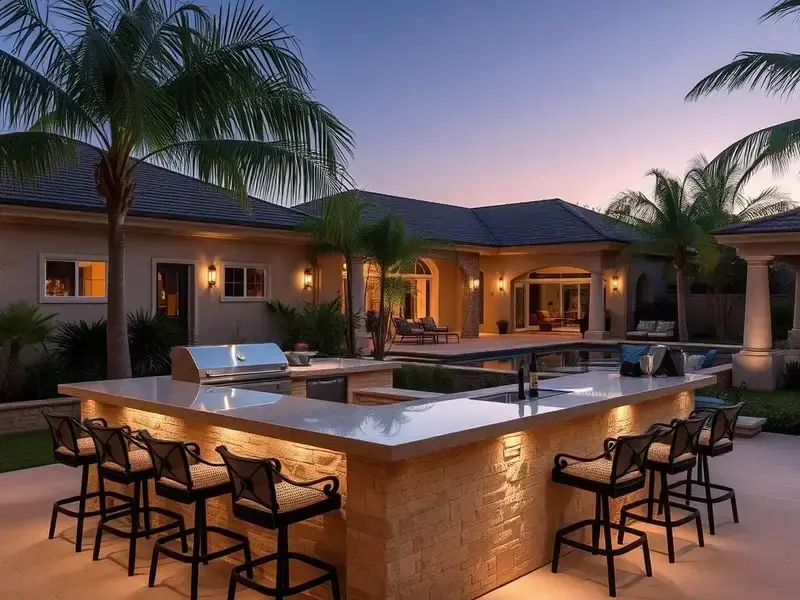 Outdoor kitchen island with grill station